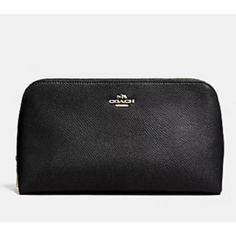 NWT Coach  Cosmetic Case Crossgrain Leather Makeup Bag Black
